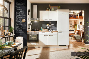Pino Küche Weiß 220 cm konfigurierbar mit E-Geräte top-shelf.de-