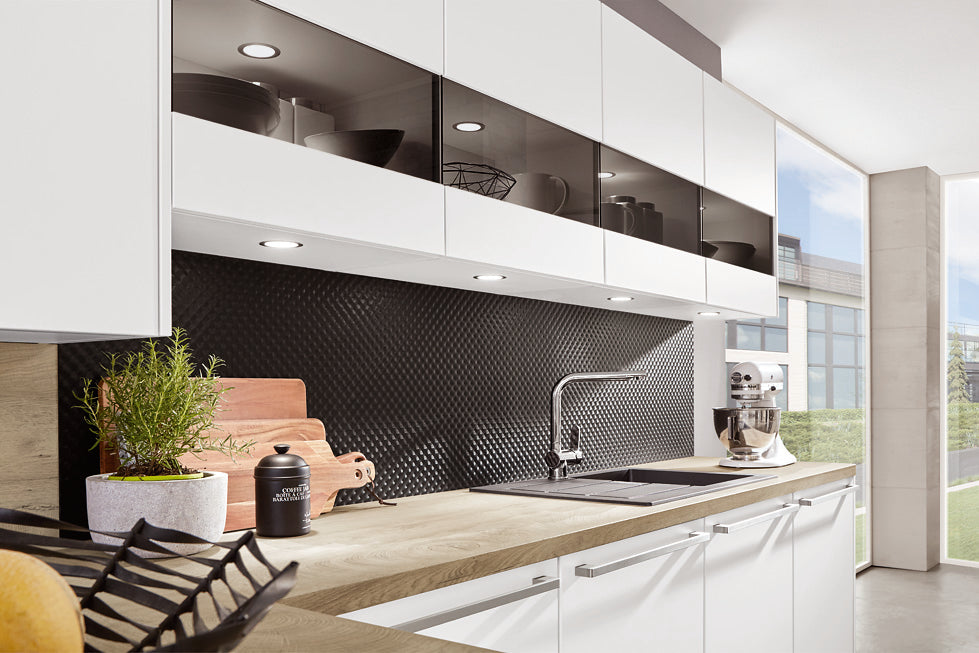 nobilia Küche Dessau-Roßlau 240 cm Abverkauf Beton Schiefergrau mit Elektrogeräten nobilia - top-shelf.de