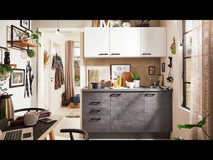 Pino kitchen 160 cm white & concrete graphite gray available immediately ~