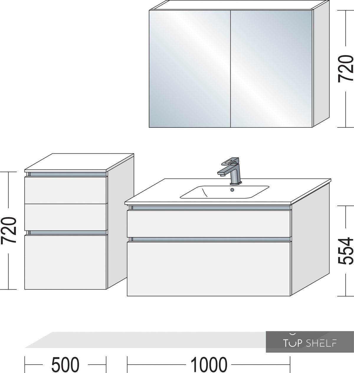 nobilia Badmöbel-Set Waschtisch mit Spiegelschrank Badezimmer-Set 150 cm Touch 334 Schiefergrau supermatt NBSET100-002