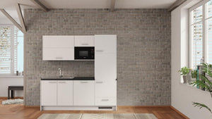 nobilia Büroküche Düren 210 cm Alpinweiß matt Beton Schiefergrau komplette Küche