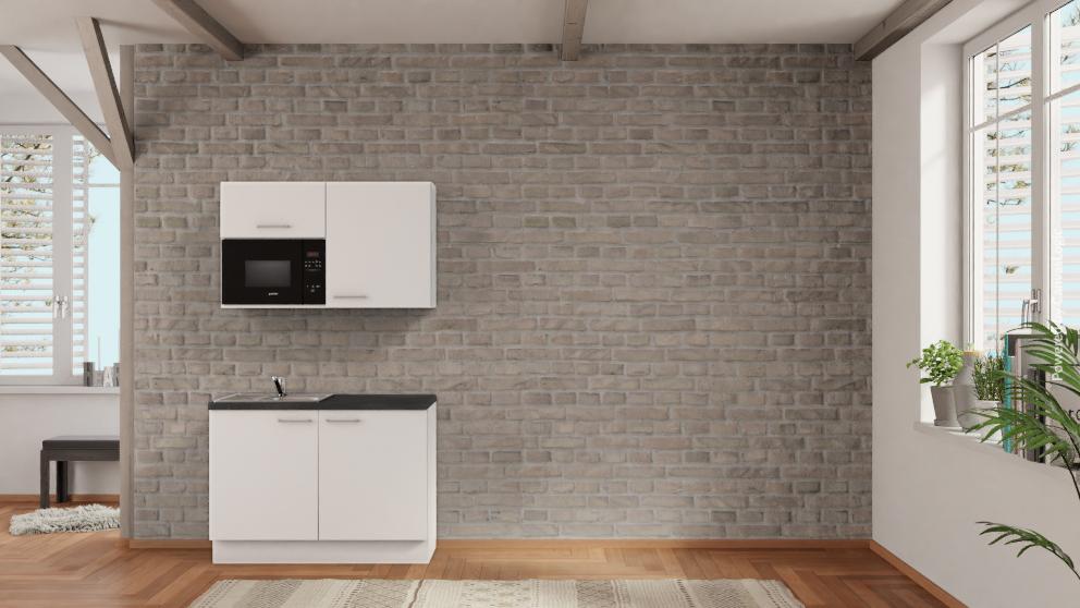 nobilia Bureaukeuken Werl 120 cm Alpijnwit mat Beton leisteengrijs met elektrische apparaten