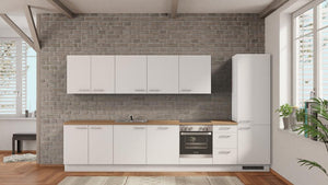nobilia Büro Küchenzeile Filderstadt 375 cm weiß Eiche Provence mit Elektrogeräten