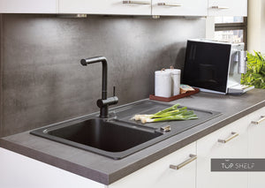 Küchen-Einbauspüle von Schock aus CRISTALITE®, abgesenkter Ablauf, Ausschnittmaße 840mm x 480mm;Farbe Onyx
