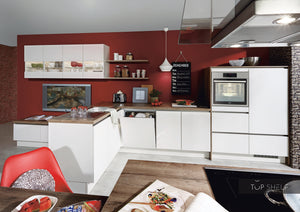 nobilia Küche mit Kücheninsel Laser 416 weiß 550 + 220 cm Küche Küche konfigurierbar mit Elektrogeräten