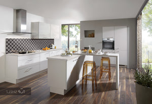 nobilia Küche mit Kücheninsel Laser 417 Seidengrau 270 + 120 + 240 cm Küche  konfigurierbar mit Elektrogeräten spiegelverkehrt