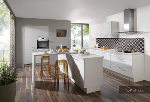 nobilia Küche mit Kücheninsel Laser 417 Seidengrau 270 + 120 + 240 cm Küche  konfigurierbar mit Elektrogeräten