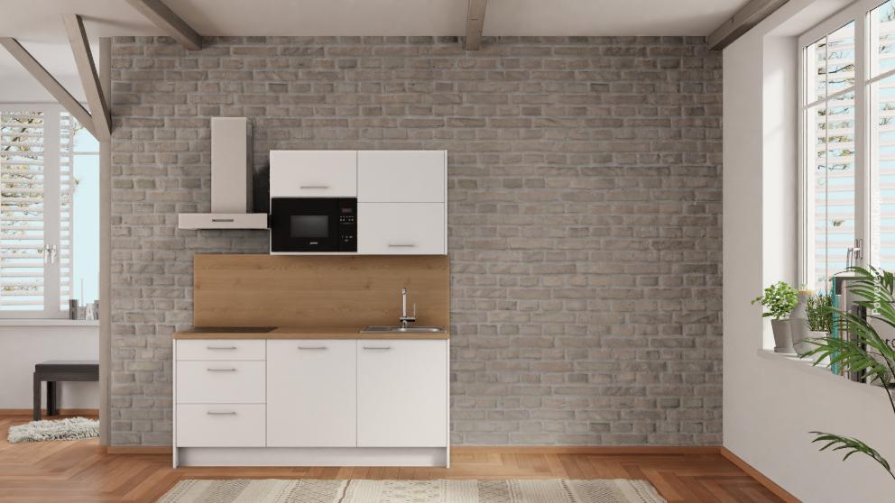 nobilia Jena minikeuken met vaatwasser 180 cm wit mat keukeneiland - Eik Sierra