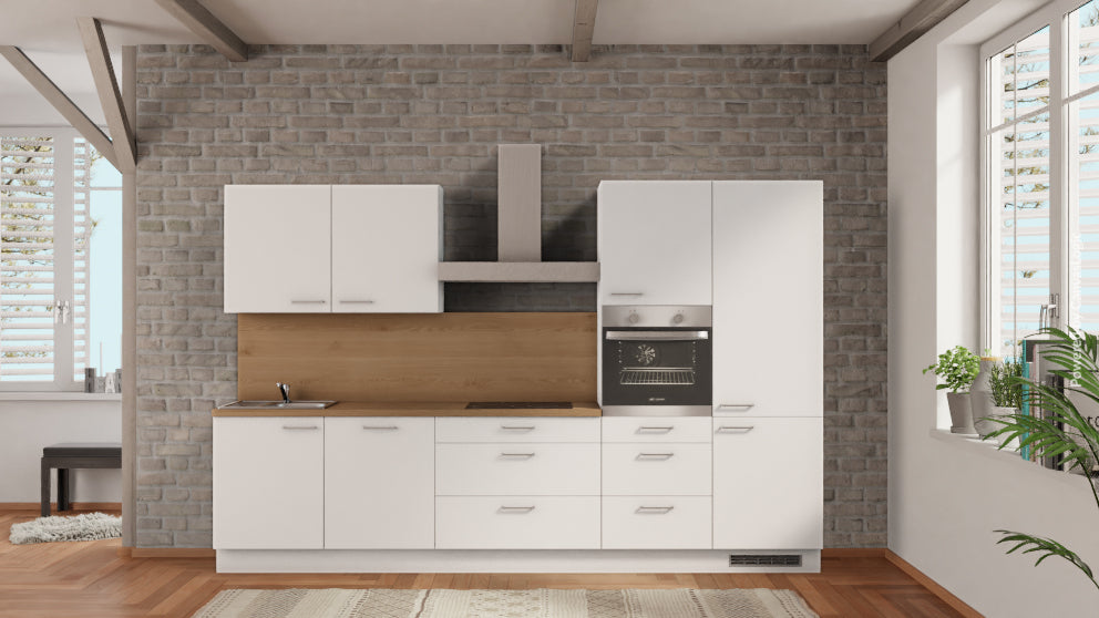 nobilia Kompaktküche Bad Homburg v. d. Höhe 330 cm Weiß Eiche Provence mit elektrogeräten