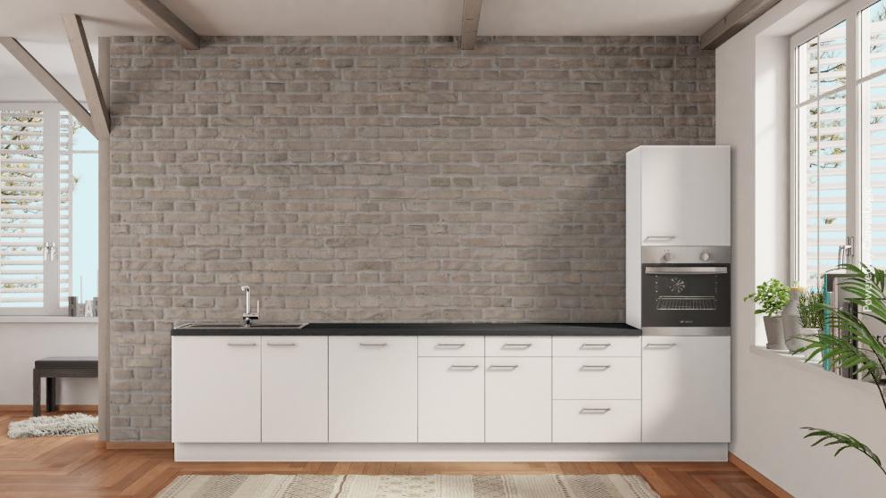nobilia Cocina Baño Salzuflen 375 cm Blanco alpino mate Cocinas integradas Económico Hormigón Gris pizarra _-