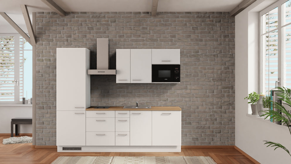 nobilia Küchenzeile komplett Lörrach 255 cm Weiß  Eiche Provence mit Geschirspüler nobilia - top-shelf.de