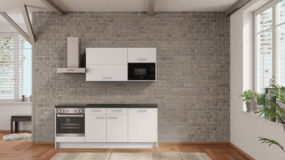 nobilia Küche Hürth 210 cm Alpinweiß modern Beton Schiefergrau günstig ab Werk kaufen