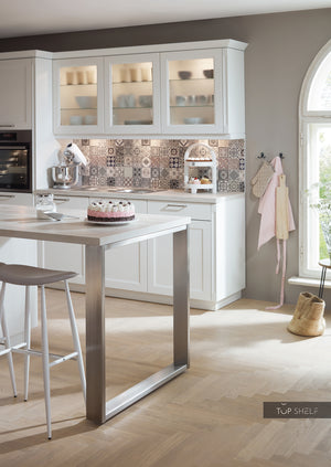 nobilia Küche mit Kücheninsel 774 Lacklaminat Weiss 315+340 cm konfigurierbar mit E-Geräten Wandschränke