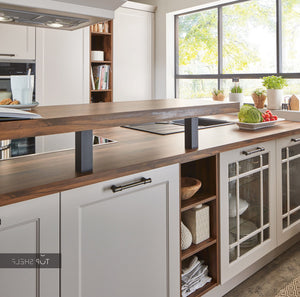 nobilia Küche Küchenzeile Chalet 881 Lack Sand Matt 270+380 cm konfigurierbar mit E-Geräten Detail spiegelverkehrt