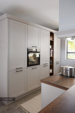 nobilia Küche Küchenzeile Chalet 881 Lack Sand Matt 270+380 cm konfigurierbar mit E-Geräten Hochschränke spiegelverkehrt