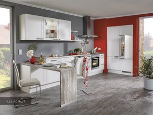 nobilia Küche Küchenzeile Credo 764 Lacklaminat Alpinweiß 400+120 cm konfigurierbar mit E-Geräten spiegelverkehrt