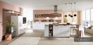 nobilia Küche mit Kücheninsel Fashion 168 Lack Alpinweiss matt 350+120+380cm konfigurierbar mit E-Geräten