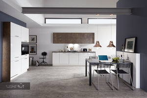 nobilia Küche Küchenzeile Flash 450 Lacklaminat Weiß Hochglanz 120+280 cm konfigurierbar mit E-Geräten spiegelverkehrt