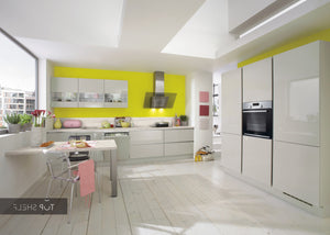 nobilia Küche Küchenzeile Focus 460 Lack Sand ultra-hochglanz 340+180cm konfigurierbar mit E-Geräte spiegelverkehrt