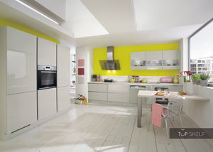 nobilia Küche Küchenzeile Focus 460 Lack Sand ultra-hochglanz 340+180cm konfigurierbar mit E-Geräte