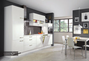 nobilia Küche Küchenzeile Laser 427 Alpinweiss 330 cm Küche konfigurierbar mit Elektrogeräten spiegelverkehrt