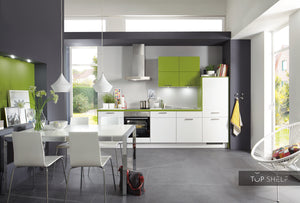 nobilia Küche Küchenzeile Laser 427 Alpinweiss Color Concept 248 Farn 310 cm Küche konfigurierbar mit E-Geräten