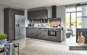 nobilia Küche Küchenzeile Riva 839 Beton Terragrau 130 + 300 cm Küche konfigurierbar mit E-Geräten
