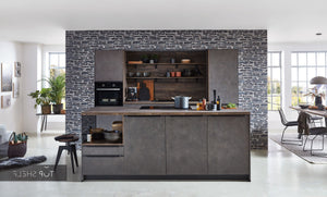 nobilia Küchenzeile mit Kücheninsel Riva 839 Beton Terragrau 300 + 243 cm Küche konfigurierbar-top-shelf.de seitenverkehrt