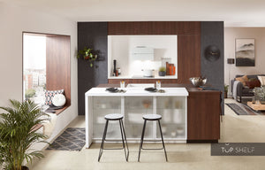 nobilia Küchenzeile mit Kücheninsel Riva 840  Nussbaum 244 + 243 x 110 cm konfigurierbar mit E-Geräten