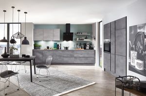 nobilia Küche Küchenzeile Riva 889 Beton Schiefergrau 360 + 150 cm konfigurierbar mit E-Geräten