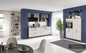 nobilia Küche Küchenzeile Riva 891 Weißbeton 240 + 120 cm konfigurierbar mit E-Geräten
