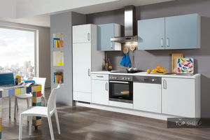 nobilia Küche Küchenzeile Speed 239 weiss softmatt 254 Aqua 300cm konfigurierbar mit Elektrogeräten