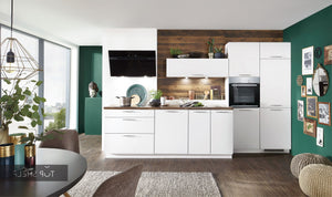 nobilia Küche Küchenzeile Speed 244 Alpinweiß 350 cm Küche konfigurierbar mit Elektrogeräten spiegelverkehrt