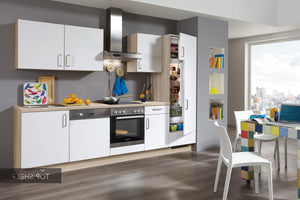 nobilia Küche Küchenzeile Speed 244 Alpinweiß Color-Concept 300cm Küche konfigurierbar mit Elektrogeräten spiegelverkehrt