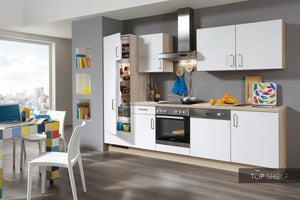 nobilia Küche Küchenzeile Speed 244 Alpinweiss Color-Concept 300cm Küche konfigurierbar mit Elektrogeräten
