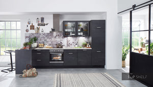 nobilia Küche Küchenzeile Speed 288 Schwarzbeton Nachbildung 360 cm Küche konfigurierbar mit Elektrogeräten