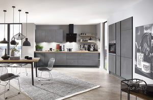 nobilia Küche Küchenzeile StoneArt 303 Grauschiefer Nachbildung 360+150cm konfigurierbar mit E-Geräten