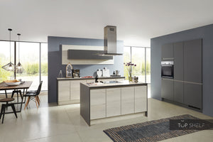 nobilia Küche Küchenzeile mit Kücheninsel Structura 401 Eiche Halifax 180 + 200 + 280 cm konfigurierbar mit E-Geräten