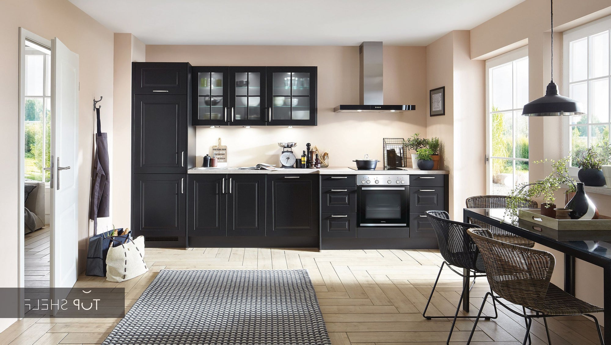 nobilia Küche Küchenzeile Sylt 851 Lack Schwarz matt 317cm konfigurierbar mit E-Geräten