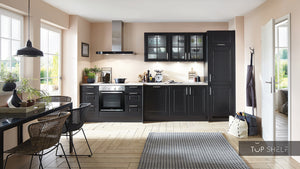nobilia Küche Küchenzeile Sylt 851 Lack Schwarz matt 317cm konfigurierbar mit E-Geräten