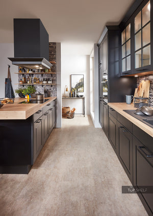nobilia Küche mit Kücheninsel Sylt 851 Lack Schwarz matt 360+240cm konfigurierbar mit E-Geräten seitlich