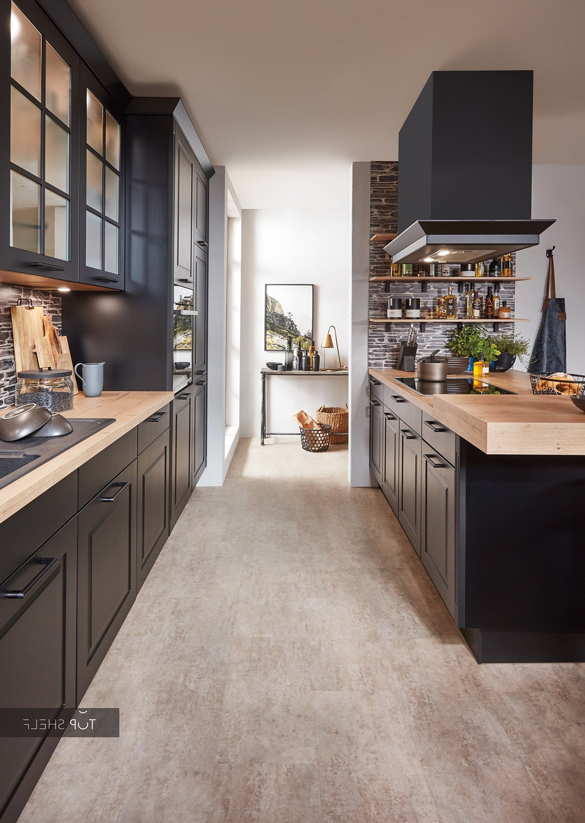 nobilia kitchen with kitchen island Sylt 851 lacquer black matt 360+240cm  configurable 