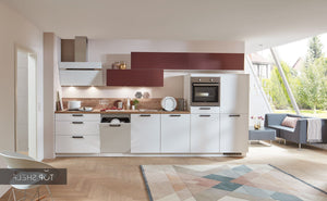 nobilia Küche Küchenzeile Touch 332 Lacklaminat Alpinweiss supermatt 390 cm konfigurierbar mit E-Geräten spiegelverkehrt