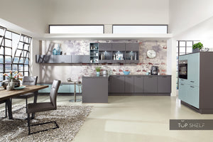 nobilia Küche mit Kücheninsel Touch 334 Lacklaminat Schiefergrau supermatt 600 + 120 cm konfigurierbar mit E-Geräten