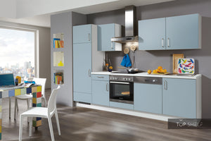 nobilia Küche Küchenzeile Touch 337 Lacklaminat Aqua supermatt 290 cm konfigurierbar mit Elektrogeräten