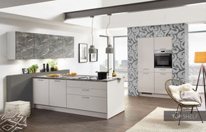 nobilia Küche mit Kücheninsel Touch 338 Lacklaminat Seidengrau supermatt 240 + 120 cm konfigurierbar mit E-Geräten