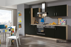 nobilia Küche Küchenzeile Touch 340 Lacklaminat Schwarz supermatt 290 cm konfigurierbar