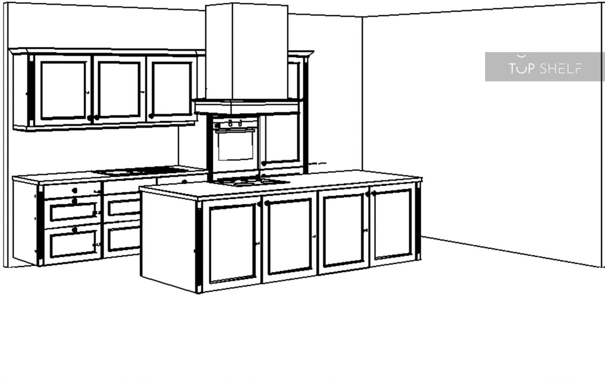 nobilia Küche Küchenzeile mit Kücheninsel Cascada 772 Lacklaminat Steingrau 300+240 cm Skizze