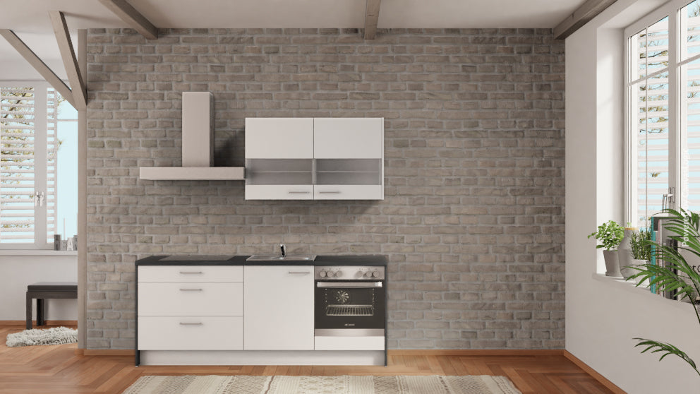 nobilia Küche Moers 240 cm Weiß angebot Beton Schiefergrau günstig ab Werk kaufen