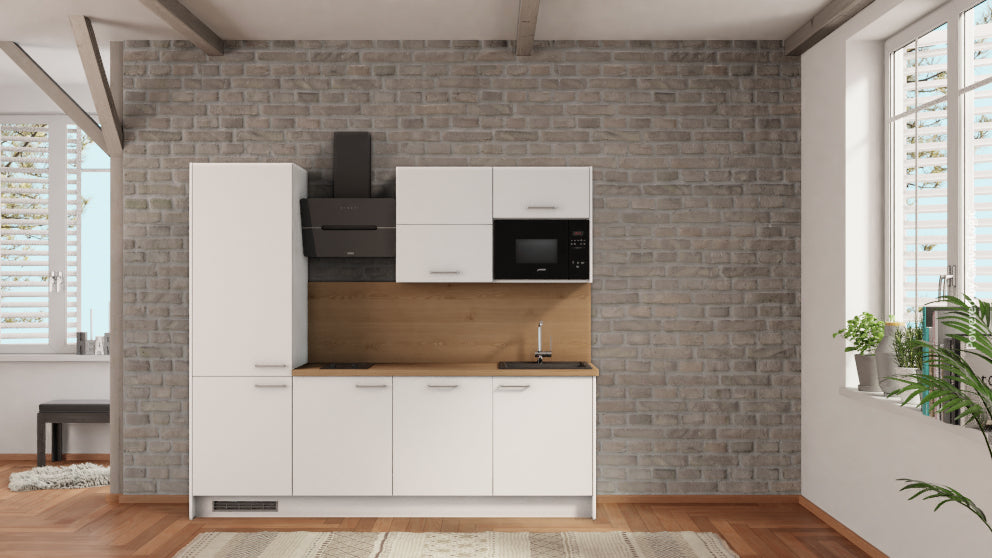 nobilia Cocina Salzgitter 240 cm Alpinweiß mate moderno Roble Provenza comprar en línea